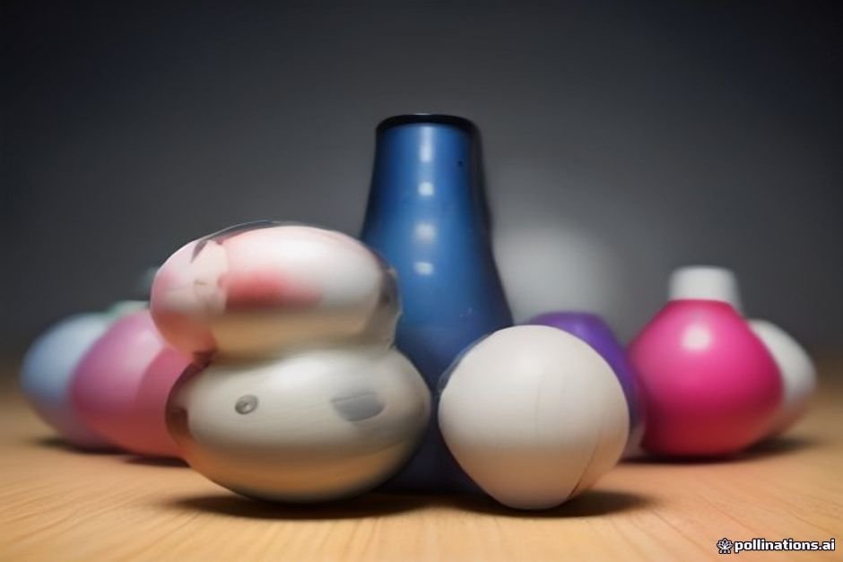 Bright bowling pins and a glossy ball ready to strike