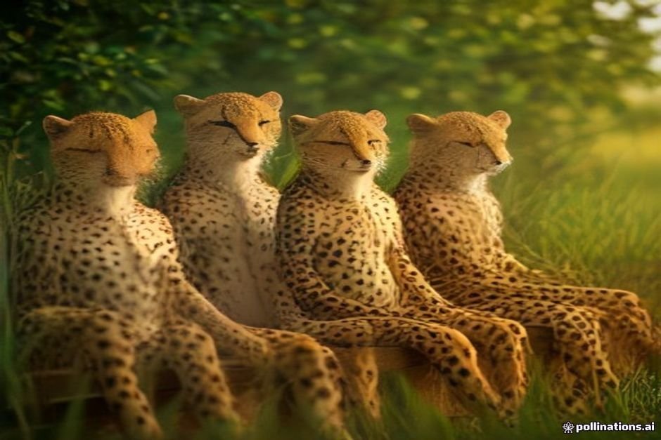 Multiple cheetahs gathered in sanctuary setting