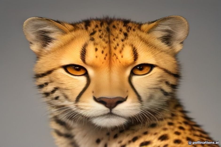 Spotted coat pattern and facial features of cheetah