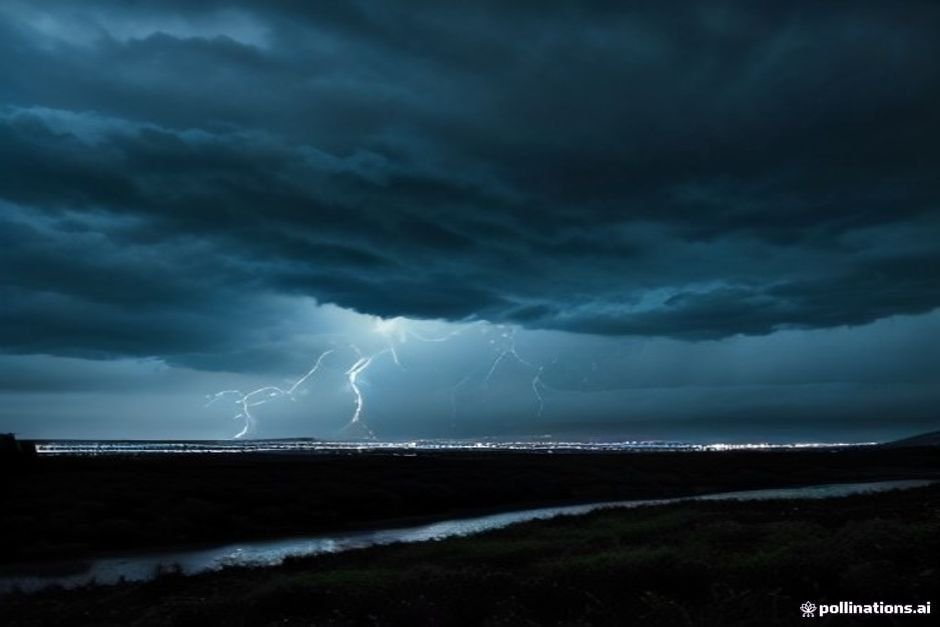 Atmospheric storm scene evoking sinister darkness