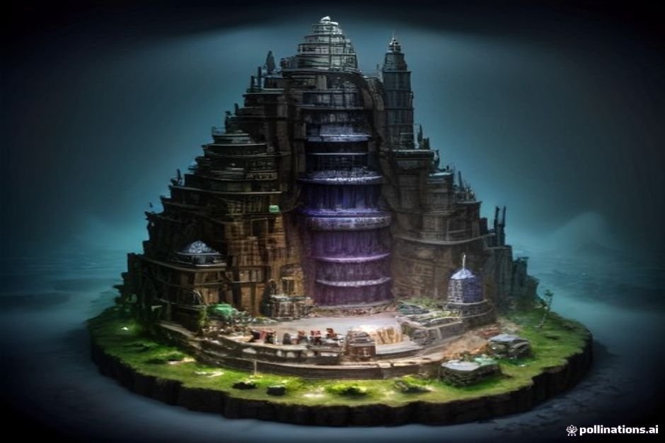 Underground fantasy city with glowing crystals and dwarves
