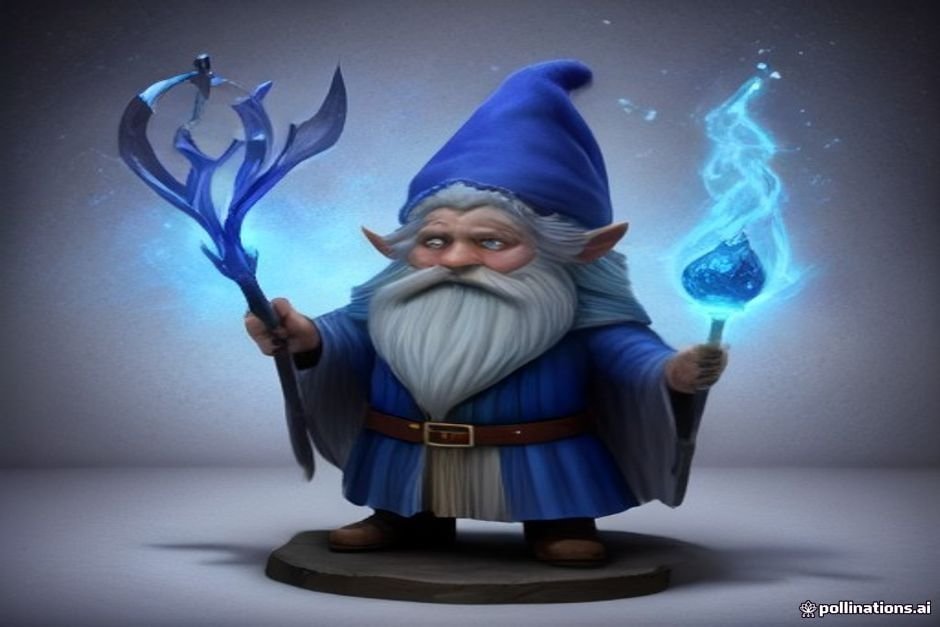 Magical gnome spellcaster channeling arcane energy indoors