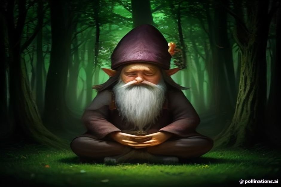 Nature-connected gnome druid in mystical woodland environment