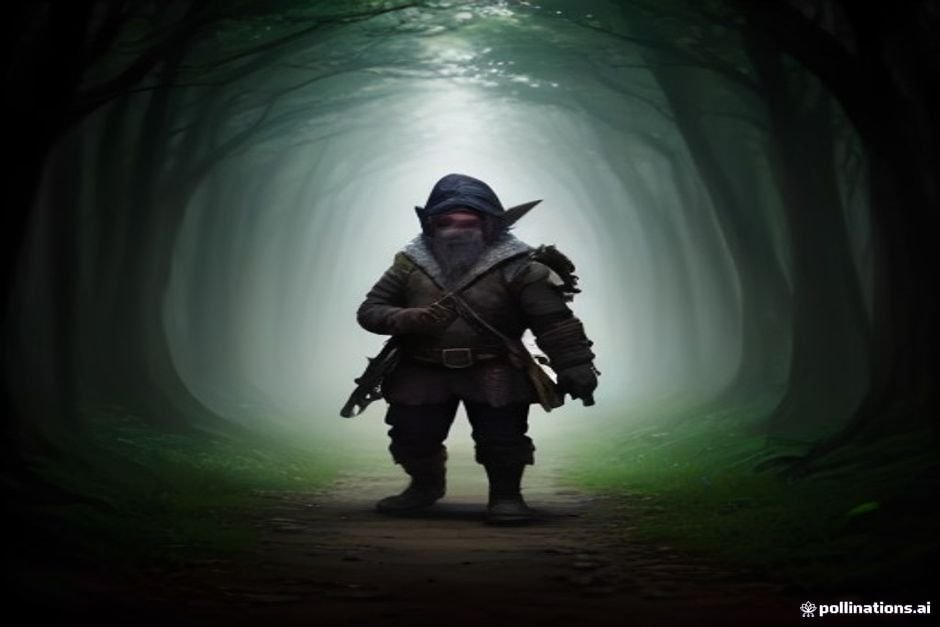 Stealthy gnome character in sneaky fantasy dungeon setting