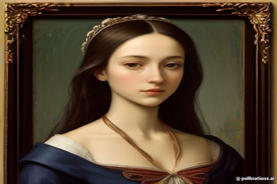 Historical portrait showing medieval female formal dress style