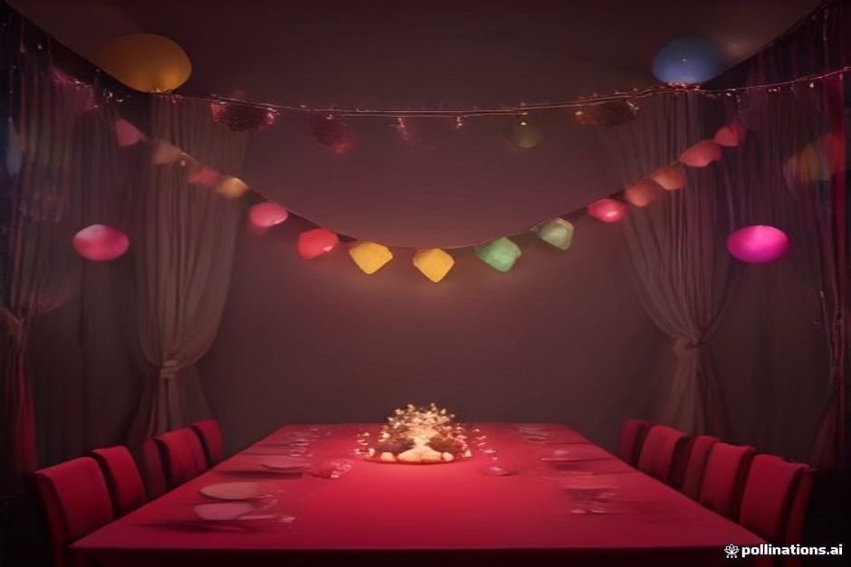 Colorful festive decorations and party lights setup