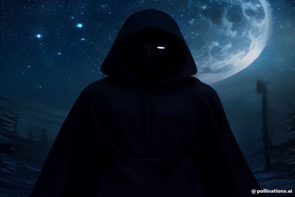Mysterious warlock figure silhouette under starlight