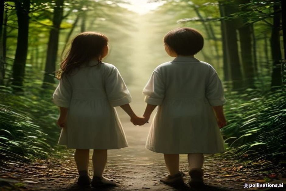 Brother and sister twins demonstrating paired name unity and identity