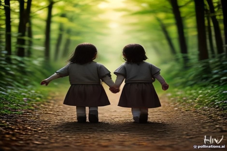 Multicultural twin children embodying diverse ying yang name traditions