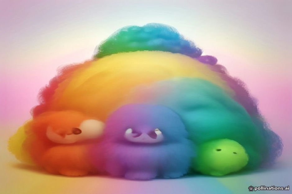 Colorful fluffy character collection arranged in playful grouping