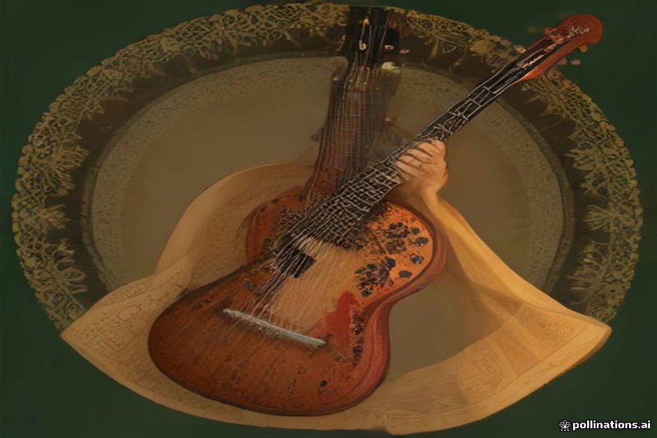 Ornate sitar with resonating gourds displaying Indian musical craftsmanship