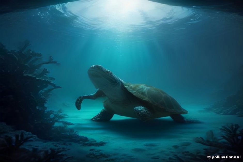 Aquatic tortle explorer swimming through colorful reef landscape