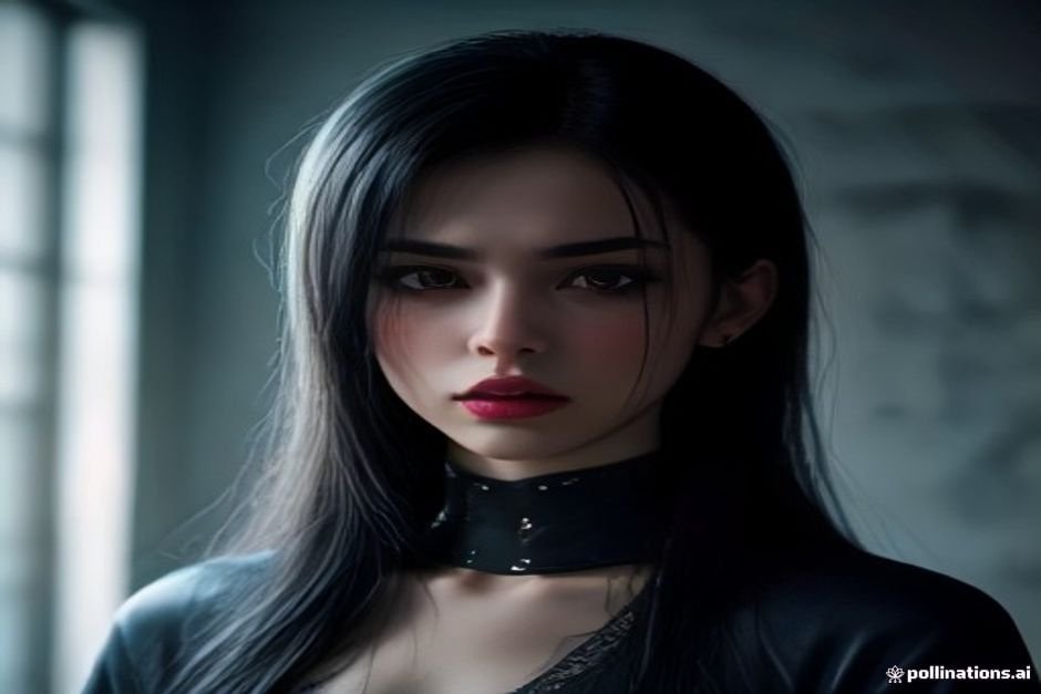 Powerful female character with commanding threatening presence